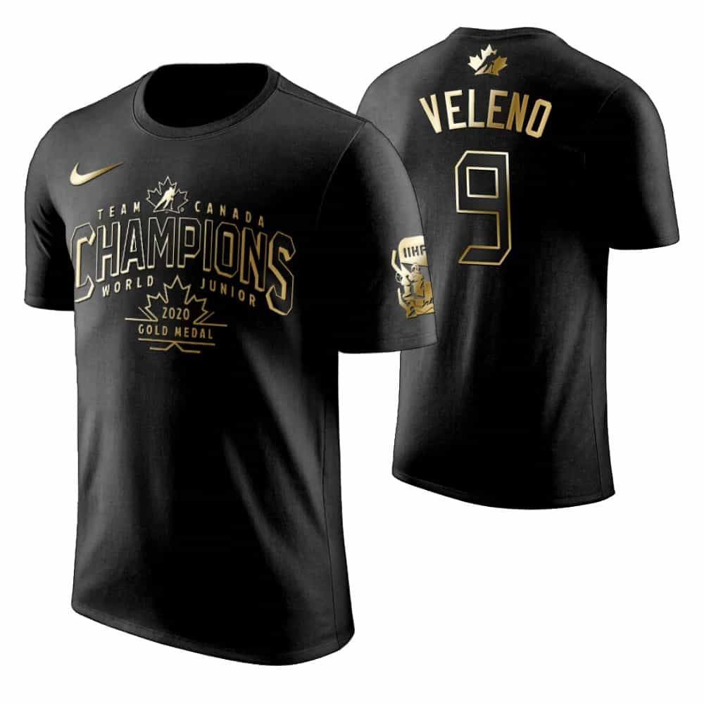 Joe Veleno Men Is 2020 Iihf World Junior Ice Hockey Champions Black Jersey wXcvG